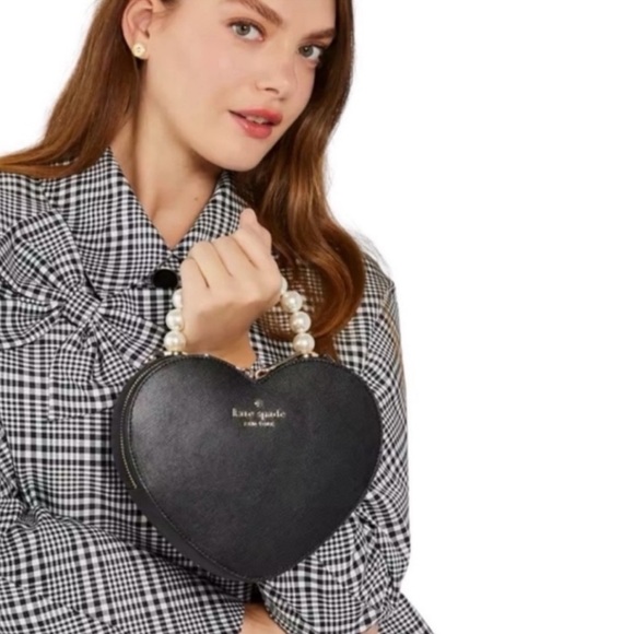 Kate Spade Love Shack Heart Pearl Handle Crossbody Black - Picture 12 of 14